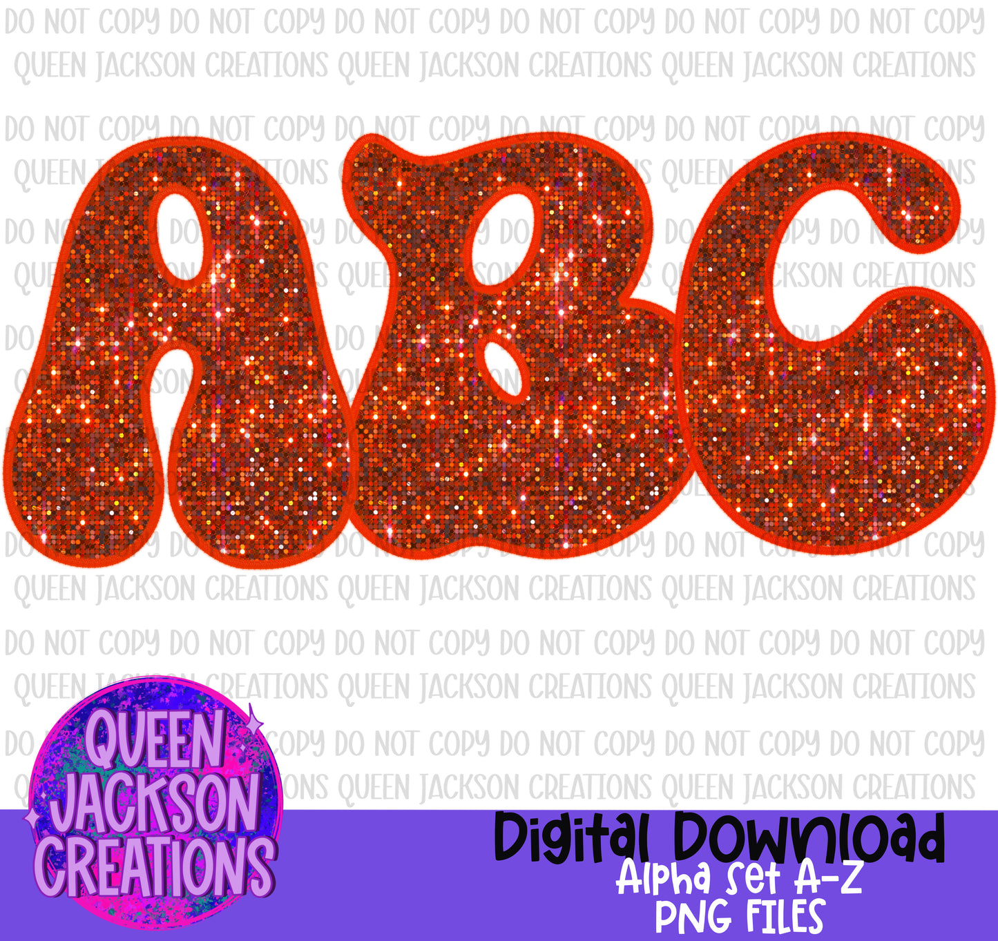 Orange Sequin Alpha Set