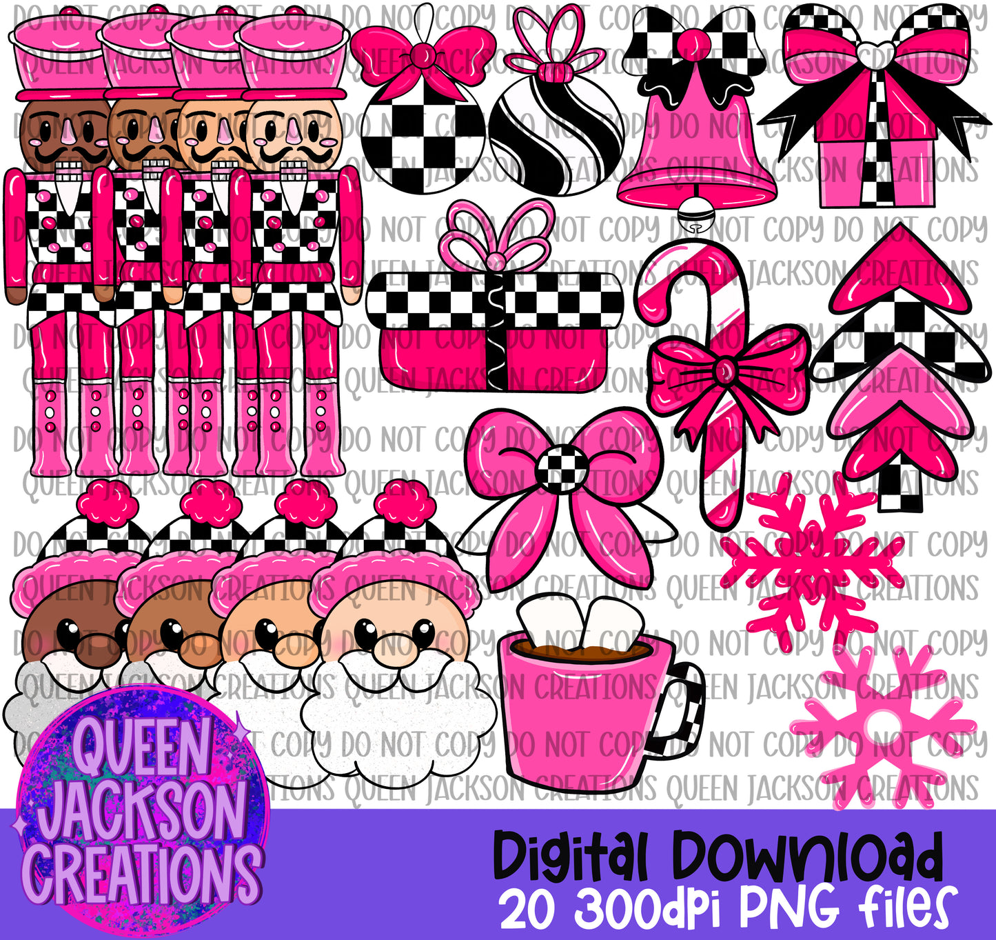 Pink Christmas Clipart Bundle