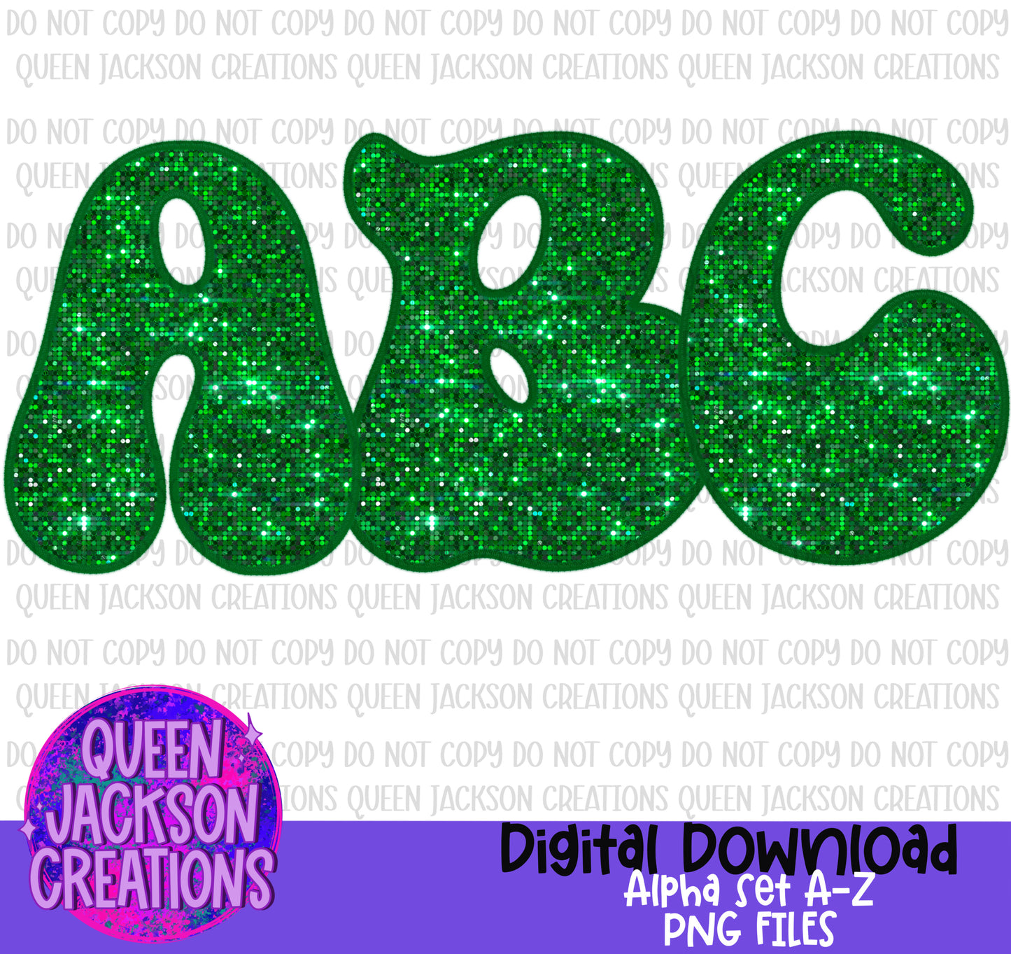 Green Sequin Alpha Set