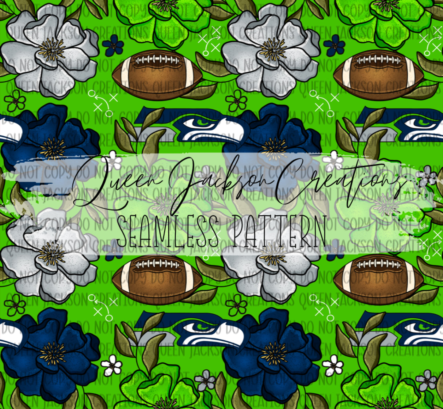 Floral Seahawks Pattern- Multiple Colorways