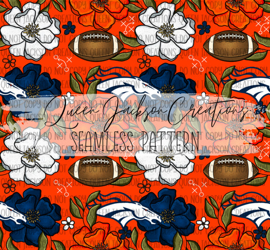 Floral Broncos Pattern- Multiple Colorways