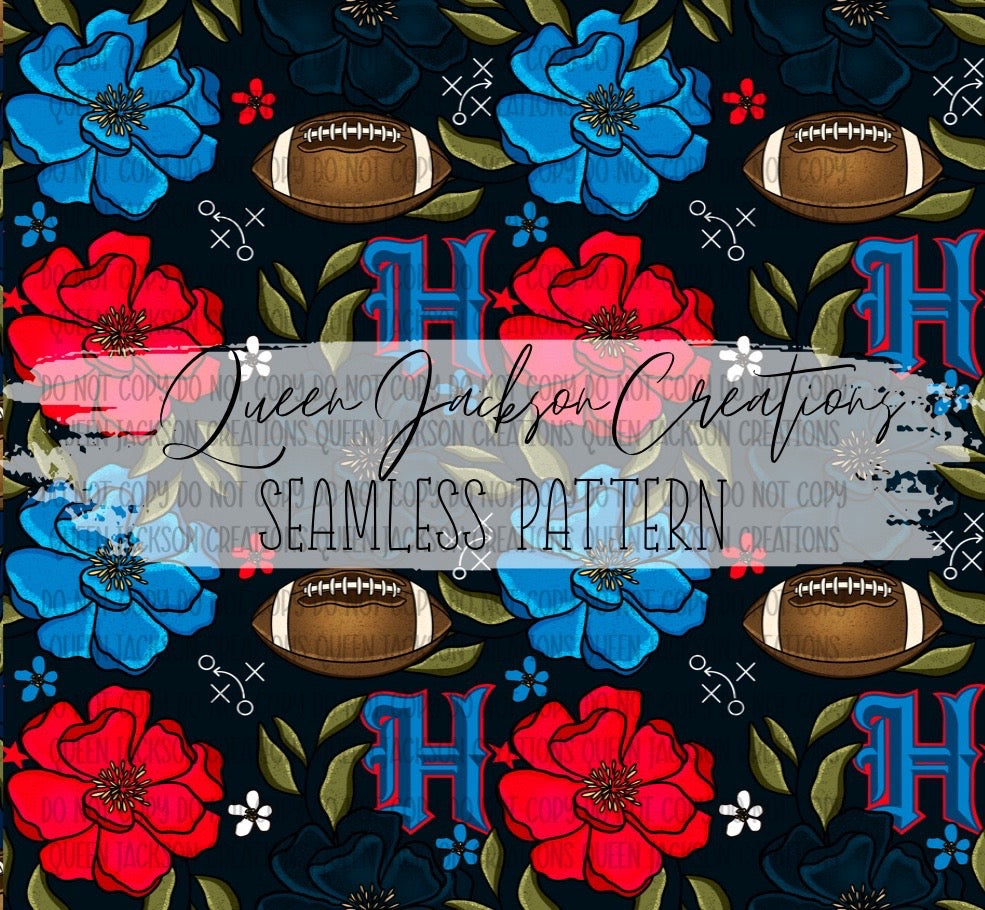 Floral Texans Pattern- Multiple Colorways