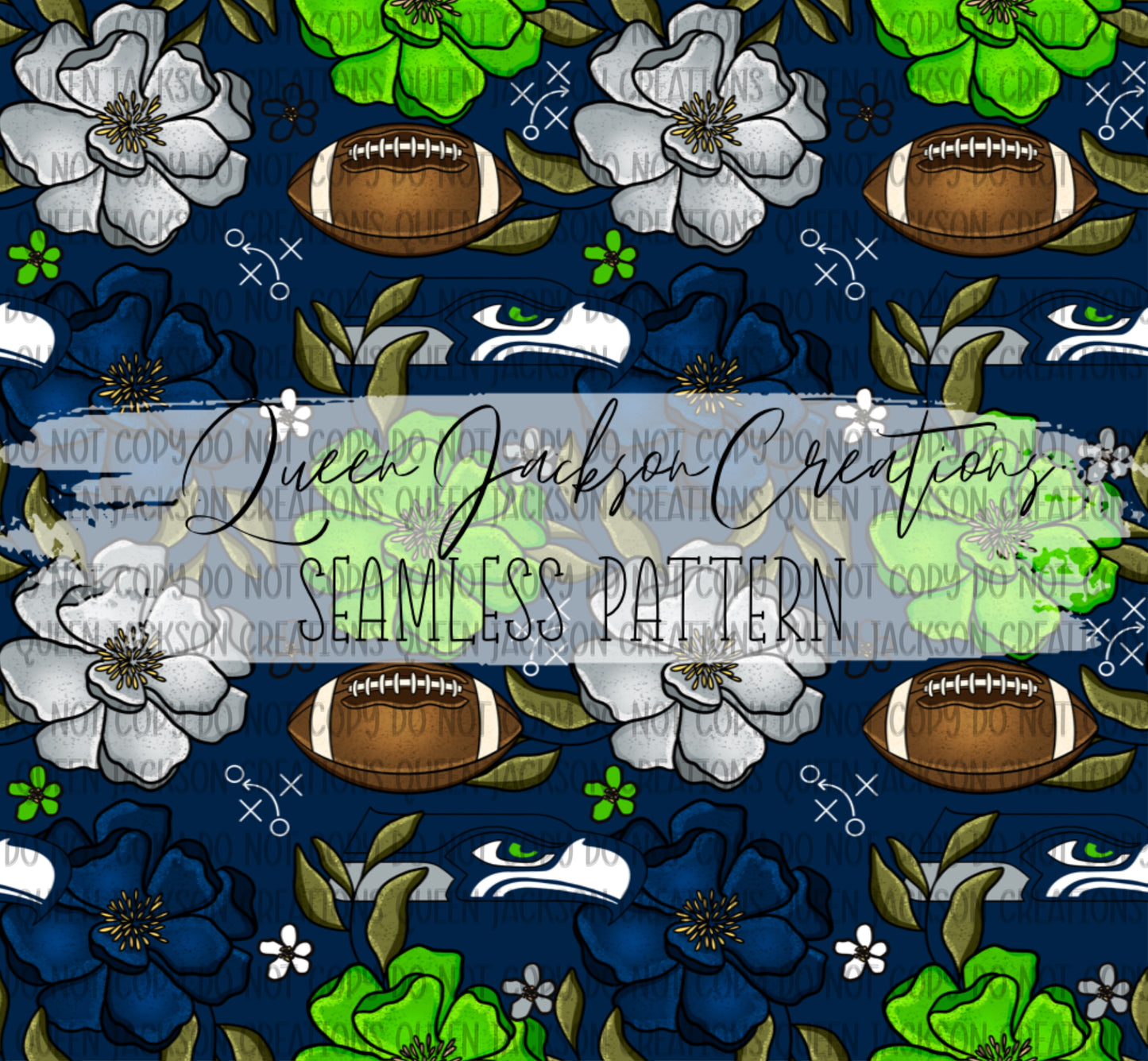 Floral Seahawks Pattern- Multiple Colorways