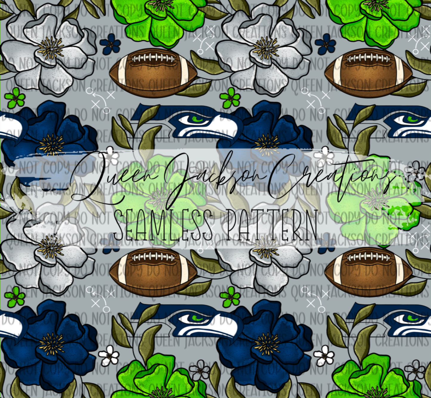 Floral Seahawks Pattern- Multiple Colorways